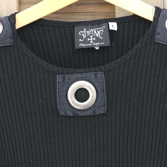 SHRINE of Hollywood Long Sleeve Grommet Top Unisex Size Large - Picture 3 of 5